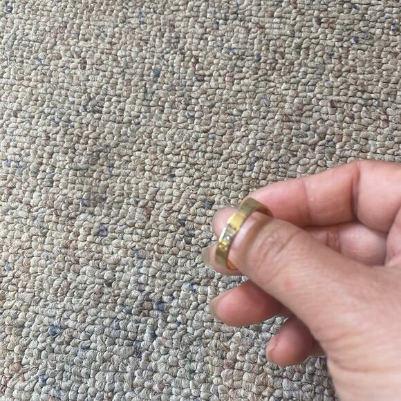 Vintage sterling silver gold plated men rectangle jade crystal statement ring - Picture 3 of 7